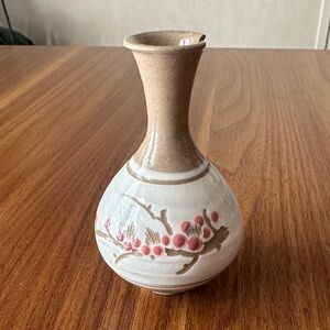 Cute Tan, Cream and Pink Ceramic Vase